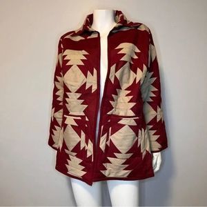 Handmade Lightweight Patchwork Spring Jacket in Cream and Burgundy - One Size